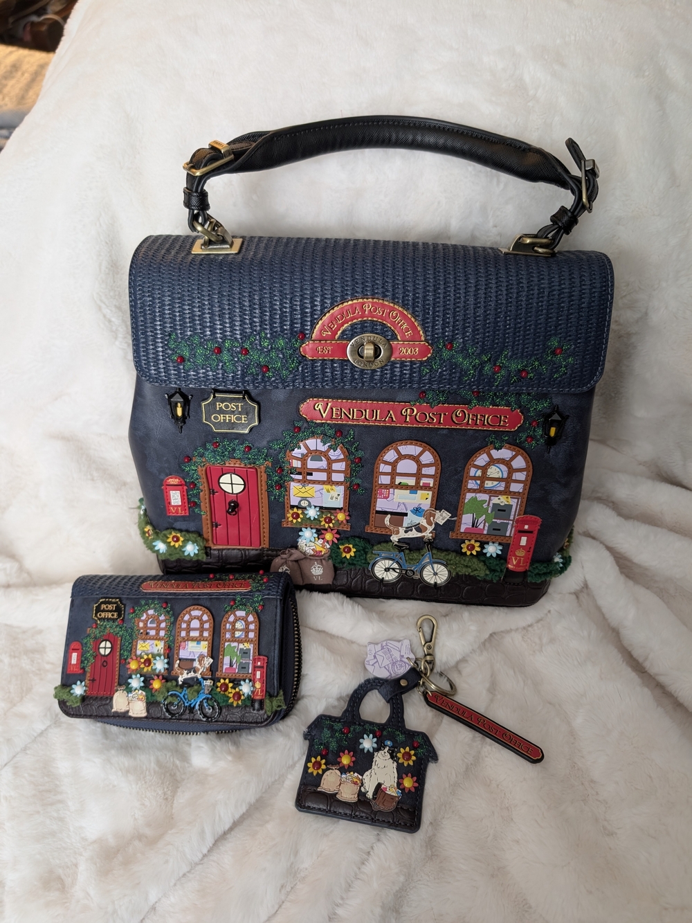 Vendula Post Office Navy and Black Top-Handle Bag with Matching Wallet & Keyring